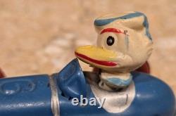 1940s WIND UP TIN & CELLULOID DONALD DUCK RACE CAR TOY POST WWII OCCUPIED JAPAN
