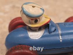 1940s WIND UP TIN & CELLULOID DONALD DUCK RACE CAR TOY POST WWII OCCUPIED JAPAN