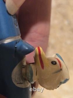 1940s WIND UP TIN & CELLULOID DONALD DUCK RACE CAR TOY POST WWII OCCUPIED JAPAN