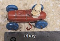 1940s WIND UP TIN & CELLULOID DONALD DUCK RACE CAR TOY POST WWII OCCUPIED JAPAN
