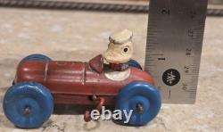 1940s WIND UP TIN & CELLULOID DONALD DUCK RACE CAR TOY POST WWII OCCUPIED JAPAN