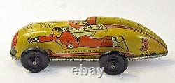 1947 CAPTAIN MARVEL Yellow #3 Fawcett Comics tin litho windup race car WORKS