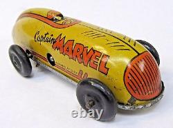 1947 CAPTAIN MARVEL Yellow #3 Fawcett Comics tin litho windup race car WORKS