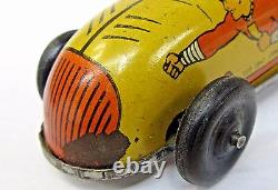 1947 CAPTAIN MARVEL Yellow #3 Fawcett Comics tin litho windup race car WORKS