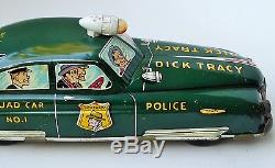 1949 MARX DICK TRACY SQUAD CAR No. 1 TIN LITHOGRAPHED WIND UP TOY 11 1/4 LARGE