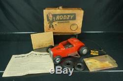 1950'S CAMERON RODZY GAS POWERED TETHER HOT ROD CAR With ORIGINAL BOX & ACCES
