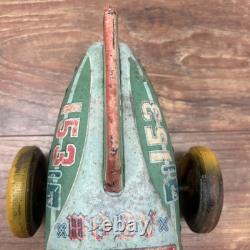 1950'S ORIGINAL YONEZAWA ATOM #153 FRICTION RACER TIN CAR MADE IN JAPAN Space