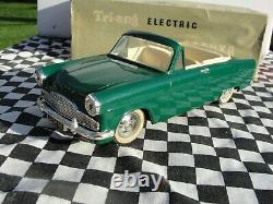 1950's/60's Triang Electric Ford Zephyr Convertible Green 120 Scale Used Boxed