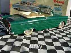 1950's/60's Triang Electric Ford Zephyr Convertible Green 120 Scale Used Boxed