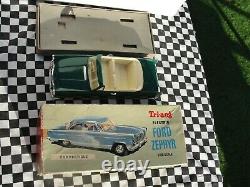 1950's/60's Triang Electric Ford Zephyr Convertible Green 120 Scale Used Boxed