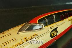1950's Bandai Japan Nsu #7 Record Racer Tin Friction Race Car Salt Flat Toy