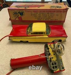 1950`s Cragstan tin Remote Driving-Dashboard Control Car with original box