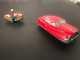 1950's Hadson Japan Tin Friction Toy Car with Chasing Motorcycle Policeman Cop