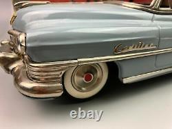 1950's Painted Tin Litho Baby Blue Cadillac Friction Car Japan with Box