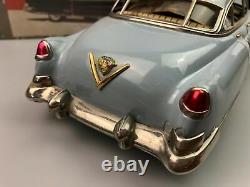 1950's Painted Tin Litho Baby Blue Cadillac Friction Car Japan with Box