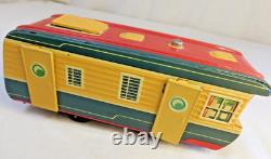 1950's TIN Litho FRICTION OLDSMOBILE Car/TRAILER HOUSE by YONEZAWA Hugh Ugoli