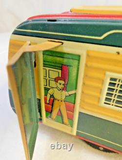 1950's TIN Litho FRICTION OLDSMOBILE Car/TRAILER HOUSE by YONEZAWA Hugh Ugoli