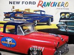 1950's VINTAGE 11.5 NEW FORD RANCHERO TRUCK CAR TIN LITHO BANDAI JAPAN with BOX