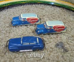1950's Vintage TIPPCO US Zone Germany TIN TOY WINDUP RACE CARS SET withTRACK