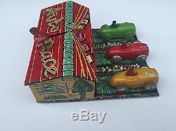 1950S HAJI TIN LITHO AUTOMATIC RACING GAME MINTY BOX PENNY TOY RACE CAR INDY 500