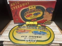 1950s Auto Speedway Magic by The Automatic Toy Co. W Original Box & 2 Cars