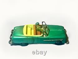 1950s Japan Tin Litho Packard 2 Door Convertible Friction Toy with Driver 8 works