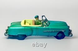 1950s Japan Tin Litho Packard 2 Door Convertible Friction Toy with Driver 8 works