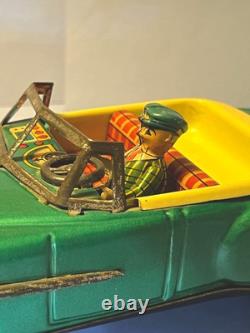 1950s Japan Tin Litho Packard 2 Door Convertible Friction Toy with Driver 8 works
