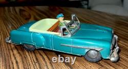 1950s Japan Tin Litho Packard 2 Door Convertible Friction Toy with Driver 8 works