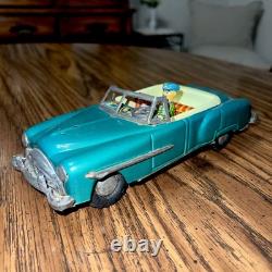 1950s Japan Tin Litho Packard 2 Door Convertible Friction Toy with Driver 8 works