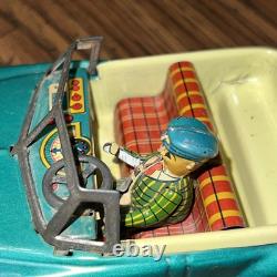 1950s Japan Tin Litho Packard 2 Door Convertible Friction Toy with Driver 8 works