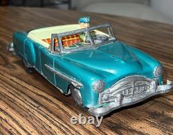 1950s Japan Tin Litho Packard 2 Door Convertible Friction Toy with Driver 8 works