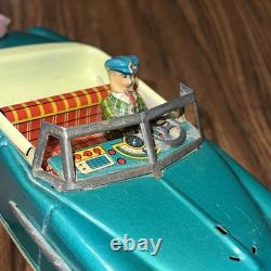 1950s Japan Tin Litho Packard 2 Door Convertible Friction Toy with Driver 8 works
