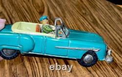 1950s Japan Tin Litho Packard 2 Door Convertible Friction Toy with Driver 8 works