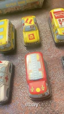 1950s Tin Litho Friction Cars And Trucks Set Of 12 With Horrible Store Display