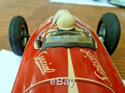 1950s vintage Marusan Japanese tin friction litho race car V8 special #27