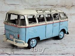 1957 tin plate model Kombi Camper Van in Blue and white Passenger Van Decorative