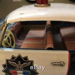 1960 Asakusa A1 Police Car Mercury Cougar Tin Toy Friction Made In Japan RARE