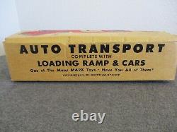 1960 MARX 2620A AUTO TRANSPORT With THREE CARS + RAMP/BOX CLEAN NO CAB