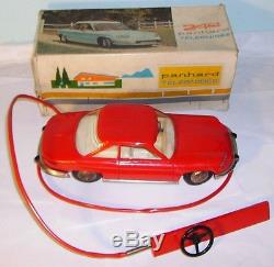 1960's Joustra France Panhard 24ct Téléguidée plastic clockwork toy car boxed
