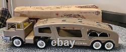 1960's Vintage Structo Bronze Transport Truck and Car Carrier With Box