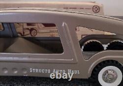 1960's Vintage Structo Bronze Transport Truck and Car Carrier With Box