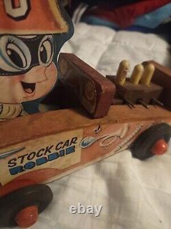 1960s American Pre-School Toy Company Stock Car Robbie Wooden Pull Toy
