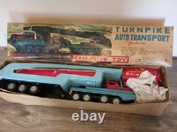 1960s Japan Tin Friction Sears Turnpike Car Transporter & 12 Friction Cars & Box