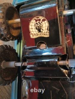 1960s Japan Tin Friction Sears Turnpike Car Transporter & 12 Friction Cars & Box