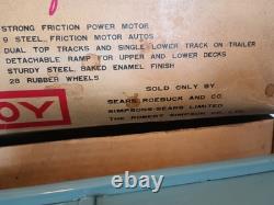 1960s Japan Tin Friction Sears Turnpike Car Transporter & 12 Friction Cars & Box