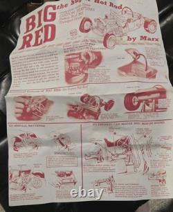 1960s MARX 24 BIG RED HOT ROD Battery Operated T Bucket Toy Car WORKING with BOX