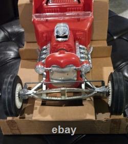 1960s MARX 24 BIG RED HOT ROD Battery Operated T Bucket Toy Car WORKING with BOX