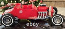 1960s MARX 24 BIG RED HOT ROD Battery Operated T Bucket Toy Car WORKING with BOX