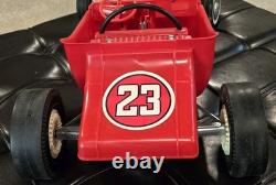 1960s MARX 24 BIG RED HOT ROD Battery Operated T Bucket Toy Car WORKING with BOX